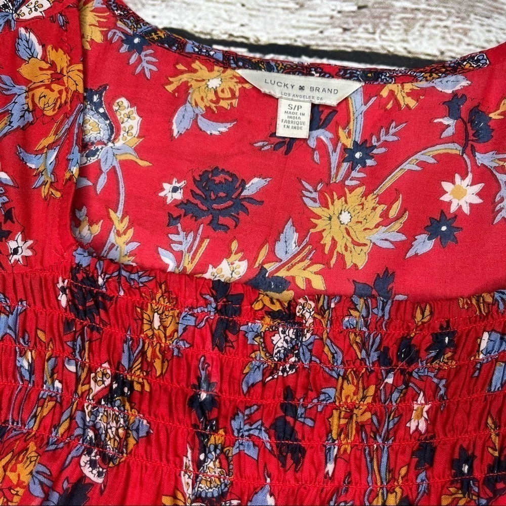 Lucky Brand Floral Printed Short Sleeve Blouse Size S - Picture 2 of 10